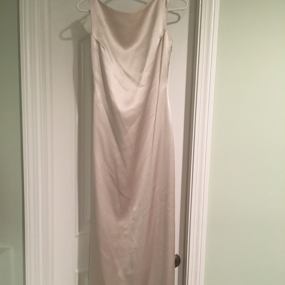 Gorgeous soft satin long formal gown by Tahari